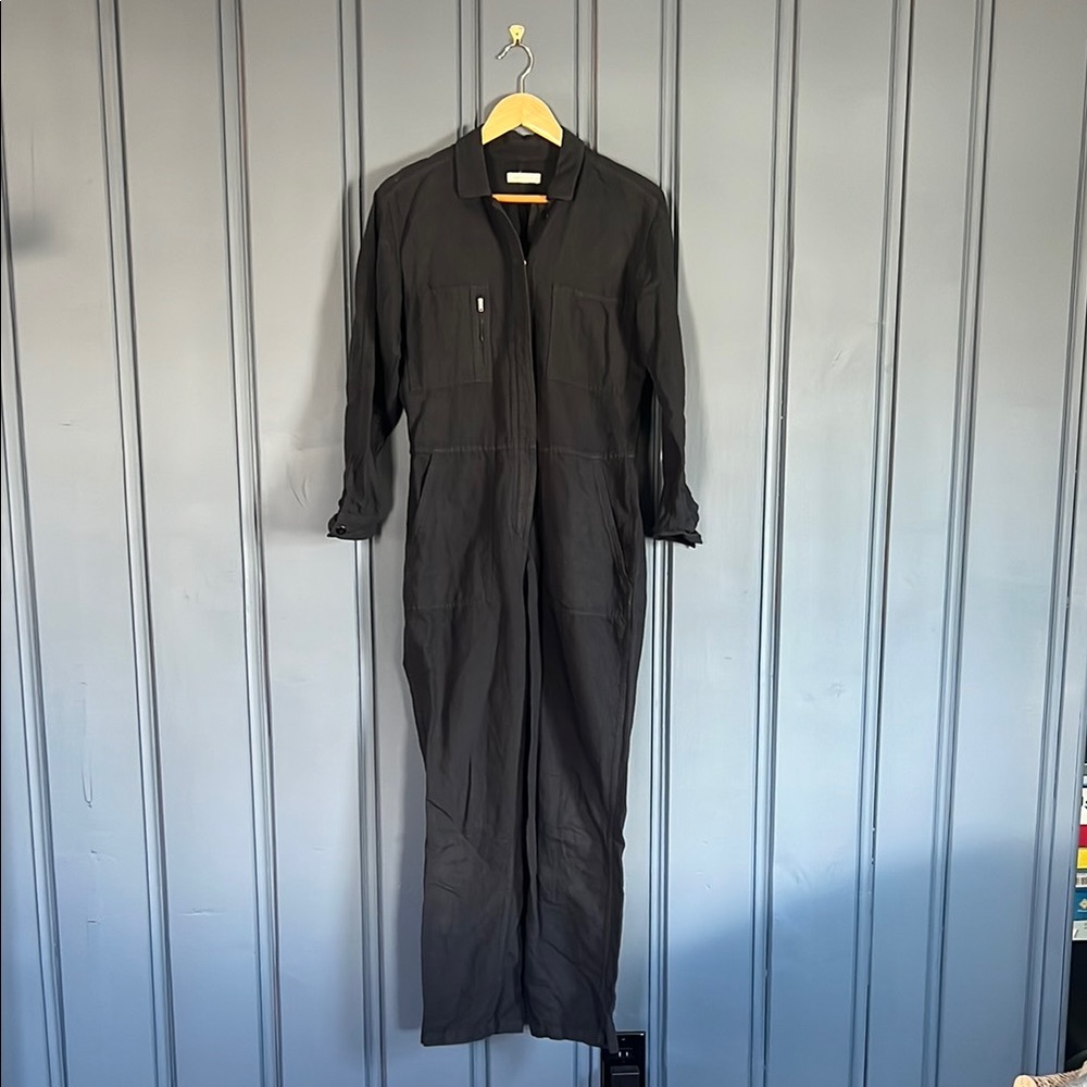 Outerknown Depot Station Black Summer Jumpsuit, cotton/linen Overalls, Small